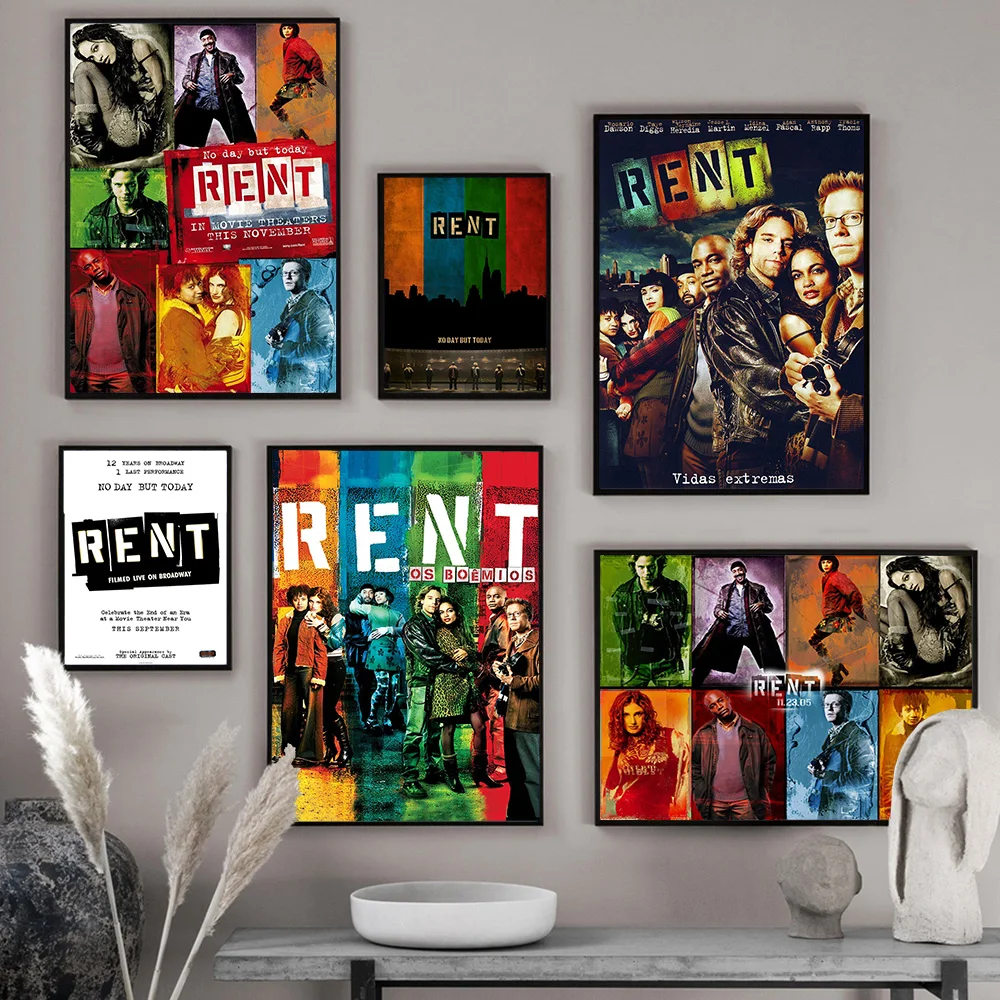 Rent Musical Drama Film Poster Video Room Cinema Wall Picture Movie Art Print Canvas Painting Modern Decor