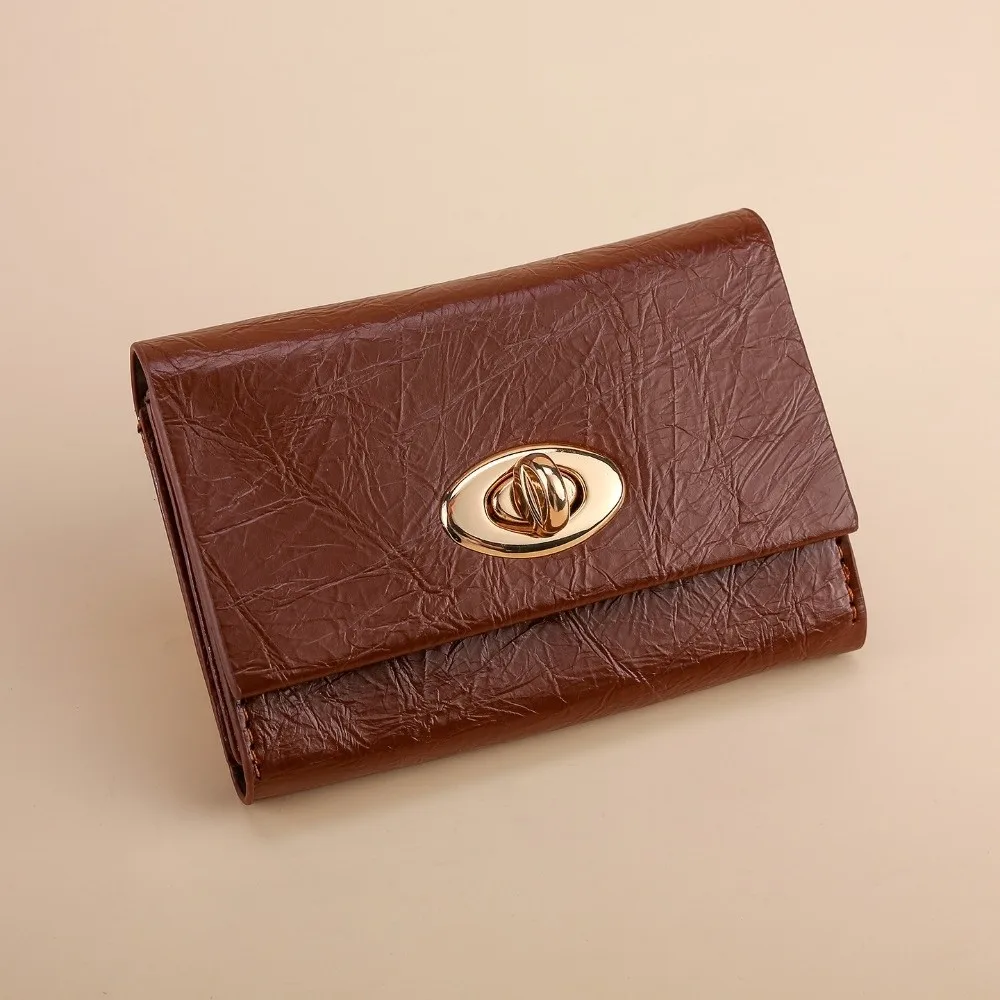 Fashion Short Women Wallet Solid Color Waterproof Coin Purse PU Leather Multi Layer Credit Card Holder Gifts