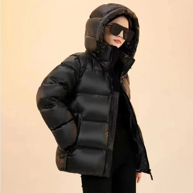 New 2023 Women Down Jacket Winter Coat Female Short Parkas Loose Thick Warm Outwear Hooded Leisure Time Versatile Cozy Overcoat