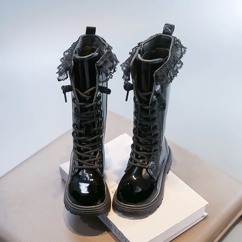 الفتيات الأخفاف أصابع مستديرة توج لينة أسفل الاطفال الأحذية الجلدية تنوعا 2025 الخريف الشتاء الأطفال أحذية عالية عدم الانزلاق الحلو #3