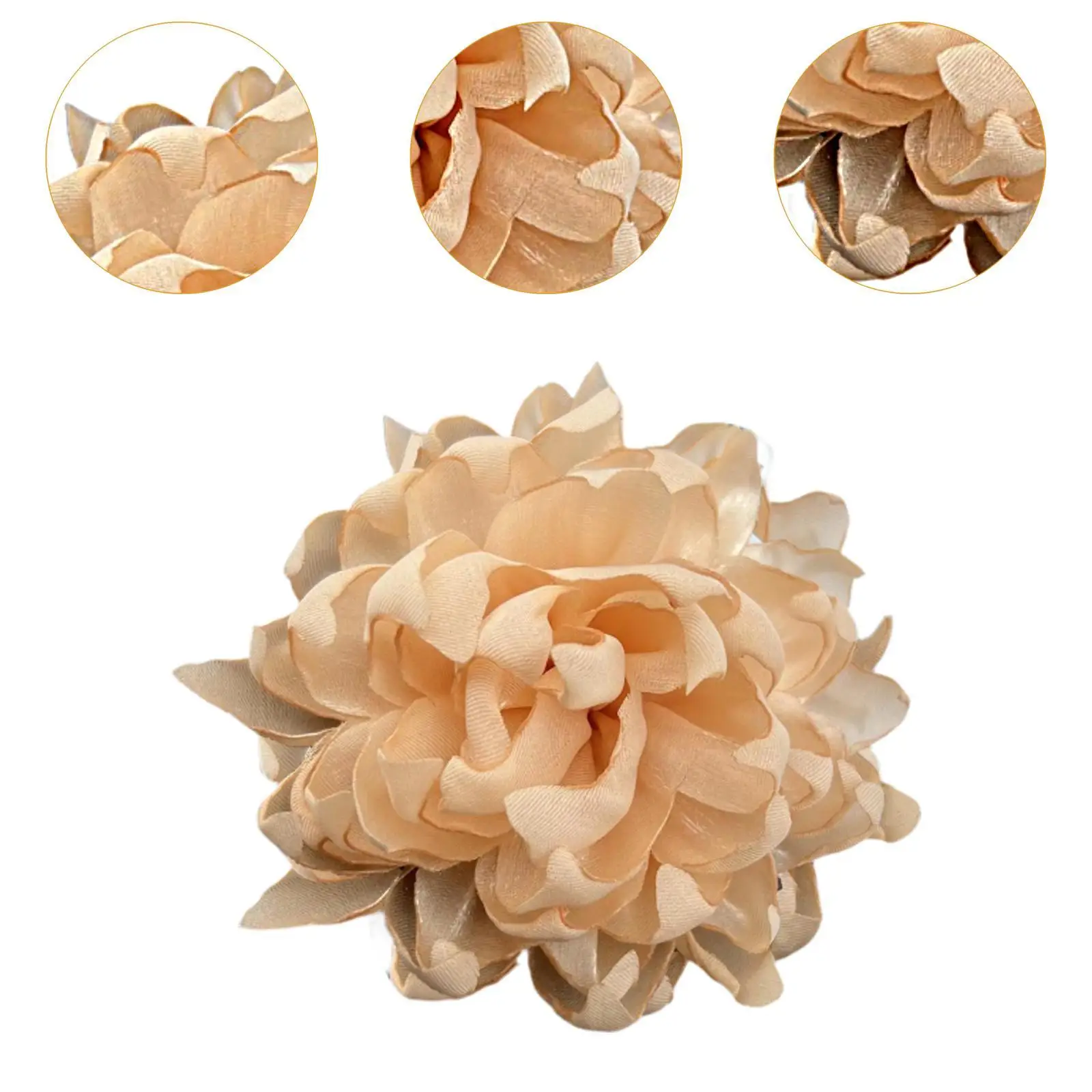 Flower Brooch Handmade for Women Elegant Large Boutonniere Flower Hair Clip for Suit Wedding Dance Dress Clothes Accessories