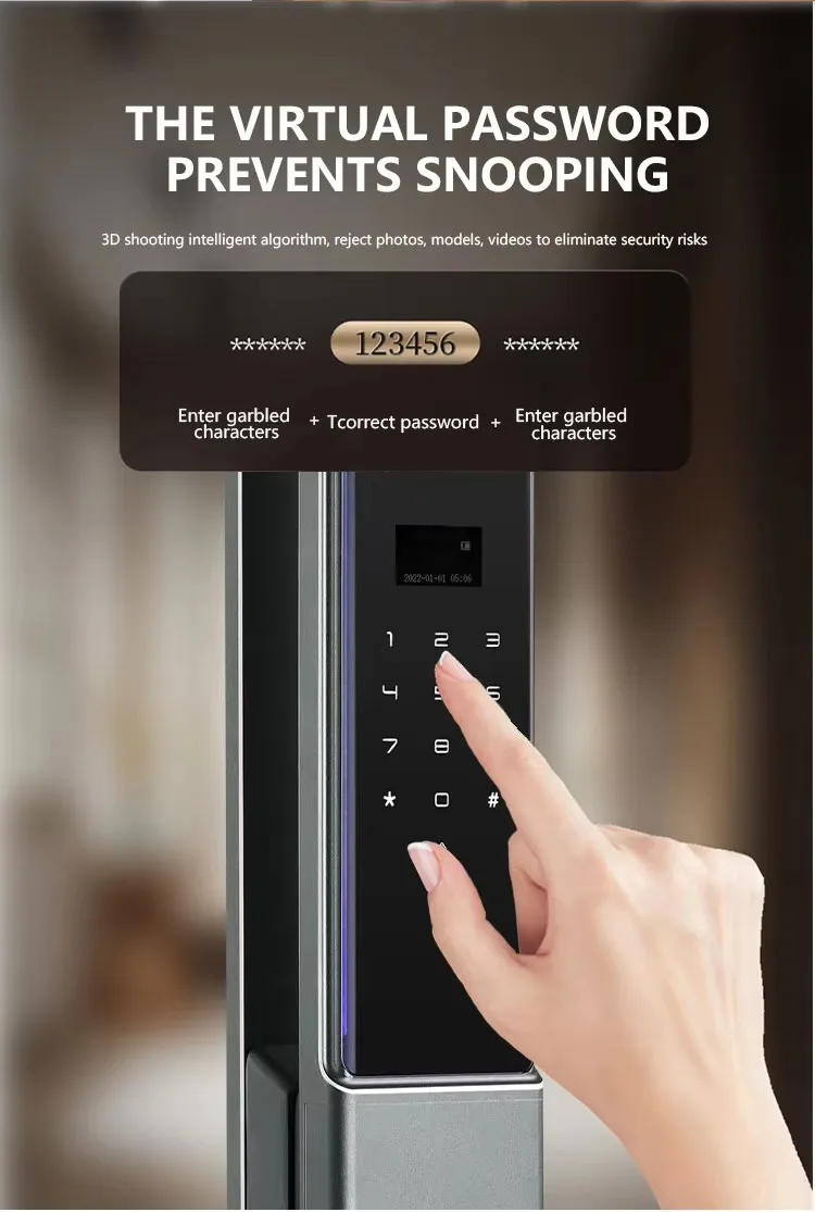 

3D Face Recognition Smart Door Lock with WiFi, , RFID Card and Fingerprint Access for Aluminum Wood Doors