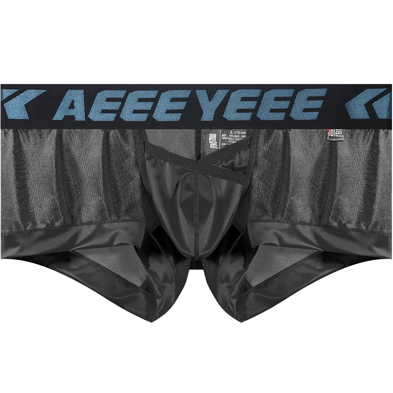 

Мужское нижнее белье, сексуальные боксеры с сетчатой вставкой, удобные ультратонкие дышащие U-образные трусы-мешочки