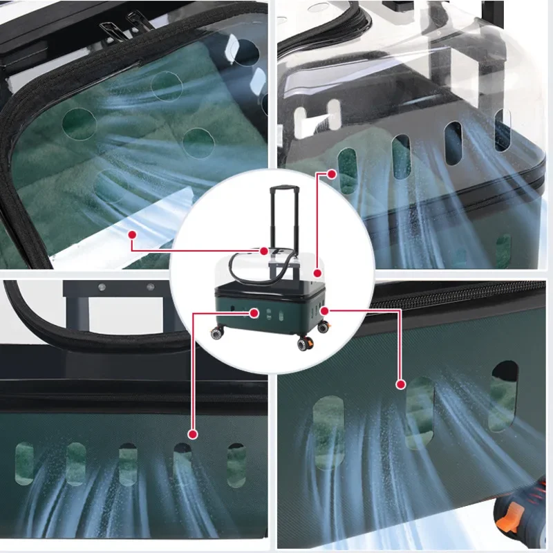 Outdoor Portable Pet Trolley, Large Capacity Cat Bag, Panoramic Transparent Space Capsule, Ventilate, Breathable Transport Cart
