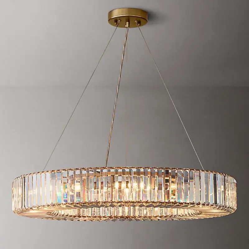 Circular LED Crystal Chandelier Lamp - Home round Pendant Lighting for Foyer Hotel Villa Hall Decoration Hanging Lamp