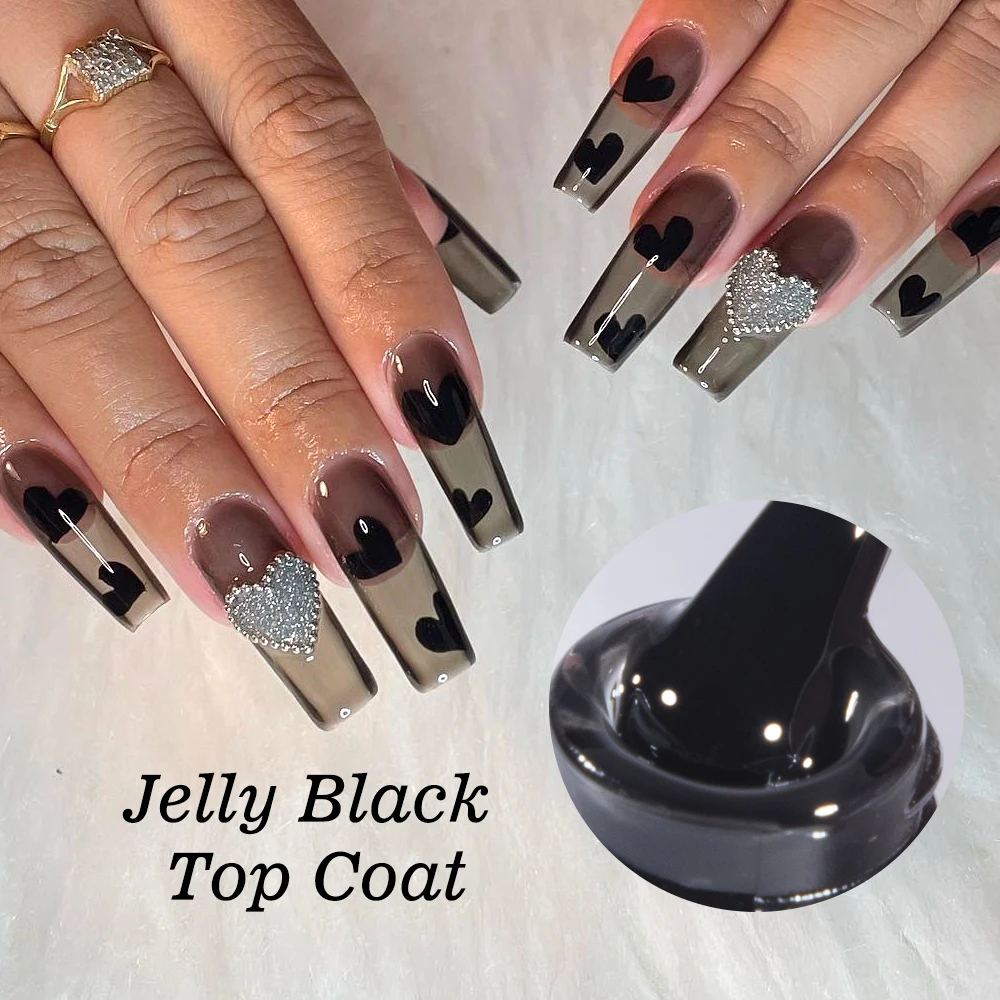 Kodies Gel Gelee schwarz Dec klack Nägel Gel politur 2 in 1 kein klebriger semi permanenter UV Maniküre Nail Art Gel Finish Versiegelung slack