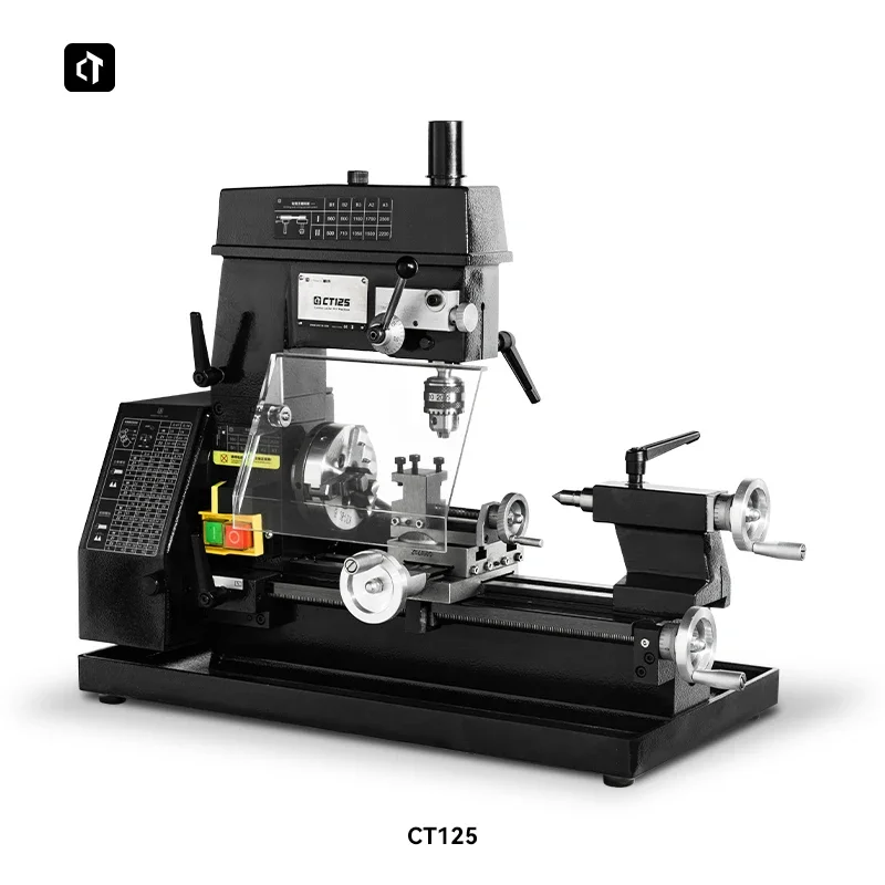 AT125 Mini DIY 3 in 1 Multifunction Mill Drill Lathe Machine School Lab House CT125 Multi-purpose Machine