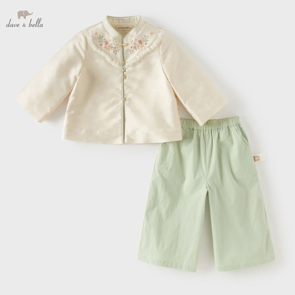 Dave Bella Children's Clothing Girl Sets And Outfits Autumn Pants Tops Two Piece Suit 8 to 12 Years Spring Embroidery DB3263485