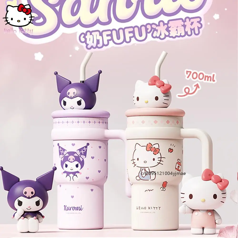 

Термочашка Sanrio Kuromi с рисунком, большая емкость, креативная соломенная чашка Cinnamoroll, портативная студенческая чашка для воды, подарок на день рождения, 316Ss