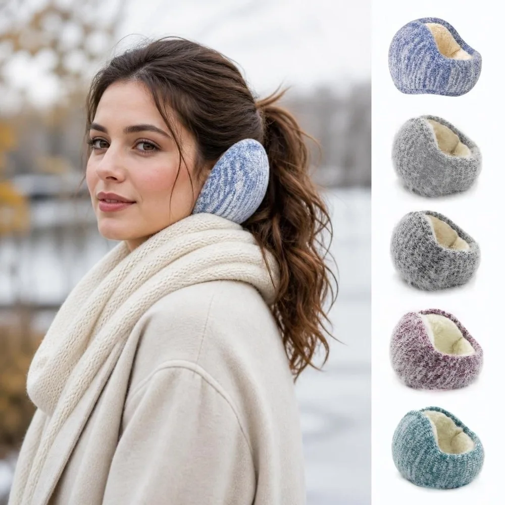 Back Worn Design Mohair Fleece Earmuffs Lining Lightweight Foldable Ear Protector Stretch Portable Thermal Ear Muffs