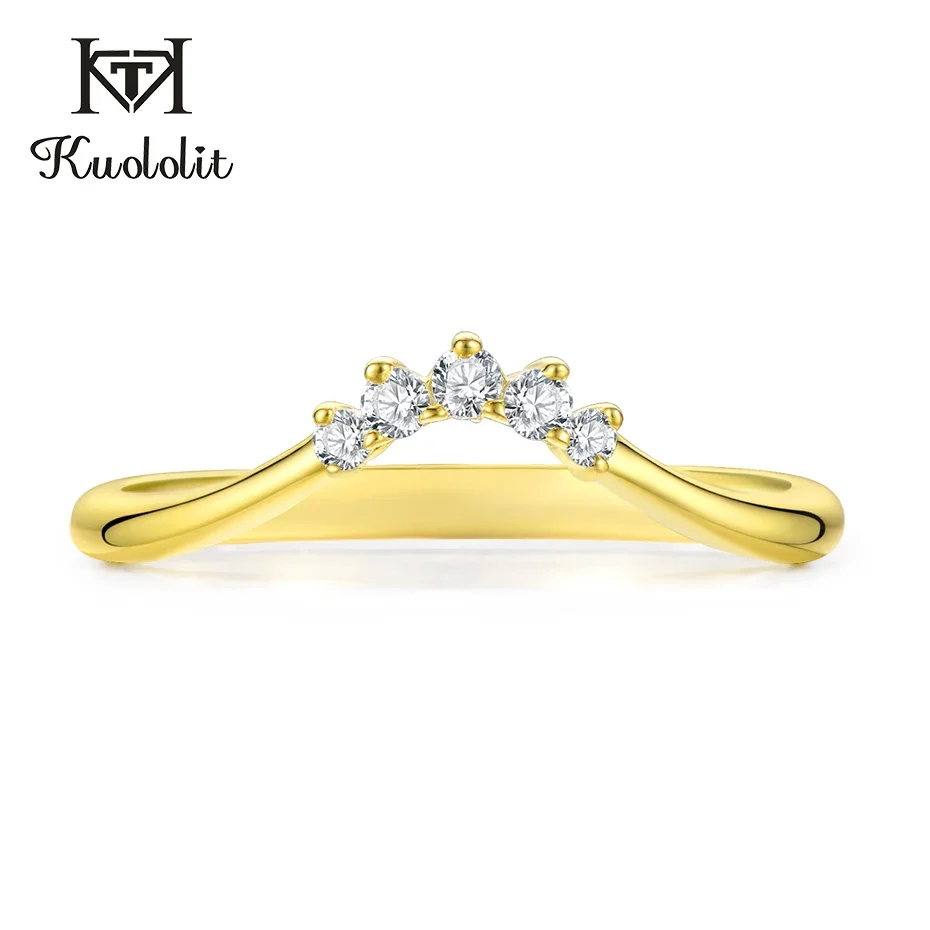 Kuololit 10K Yellow Gold Moissanite Rings for Women Lab Grown Diamond  100% Hand Setting Band Rings Engagement Gift Fine Jewelry