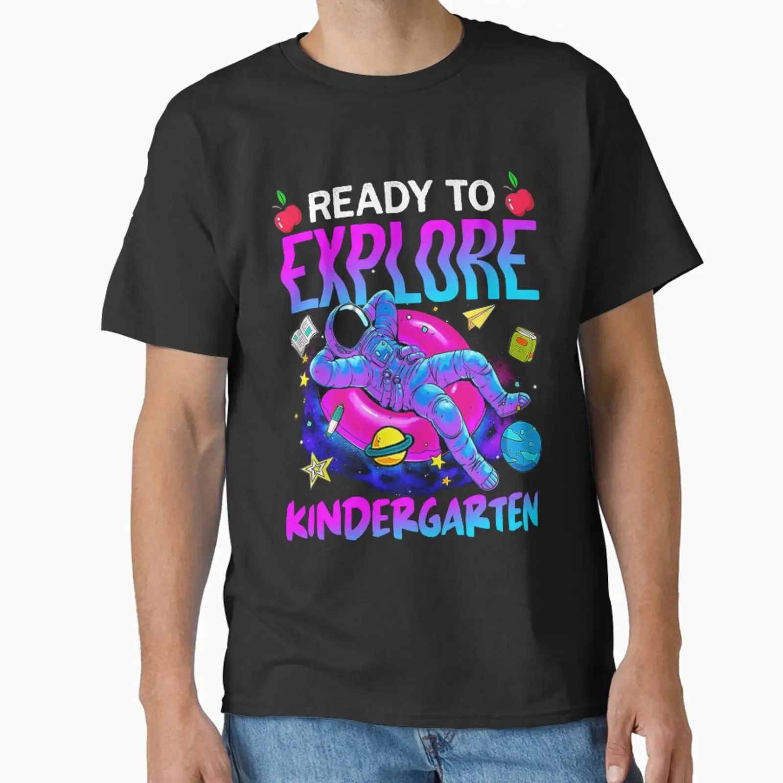 Ready To Explore Kindergarten Classic T Shirt vintage Washed Top For Everyday Wear homme Unisex designer clothes Versatile