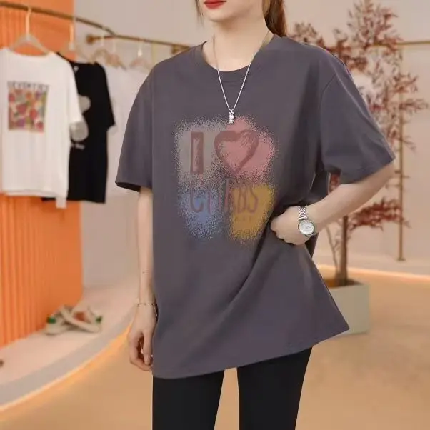 

Ретро-футболка с принтом, женская, скрывающая живот, в европейском стиле, больших размеров, весна-осень, новинка, для повседневной носки