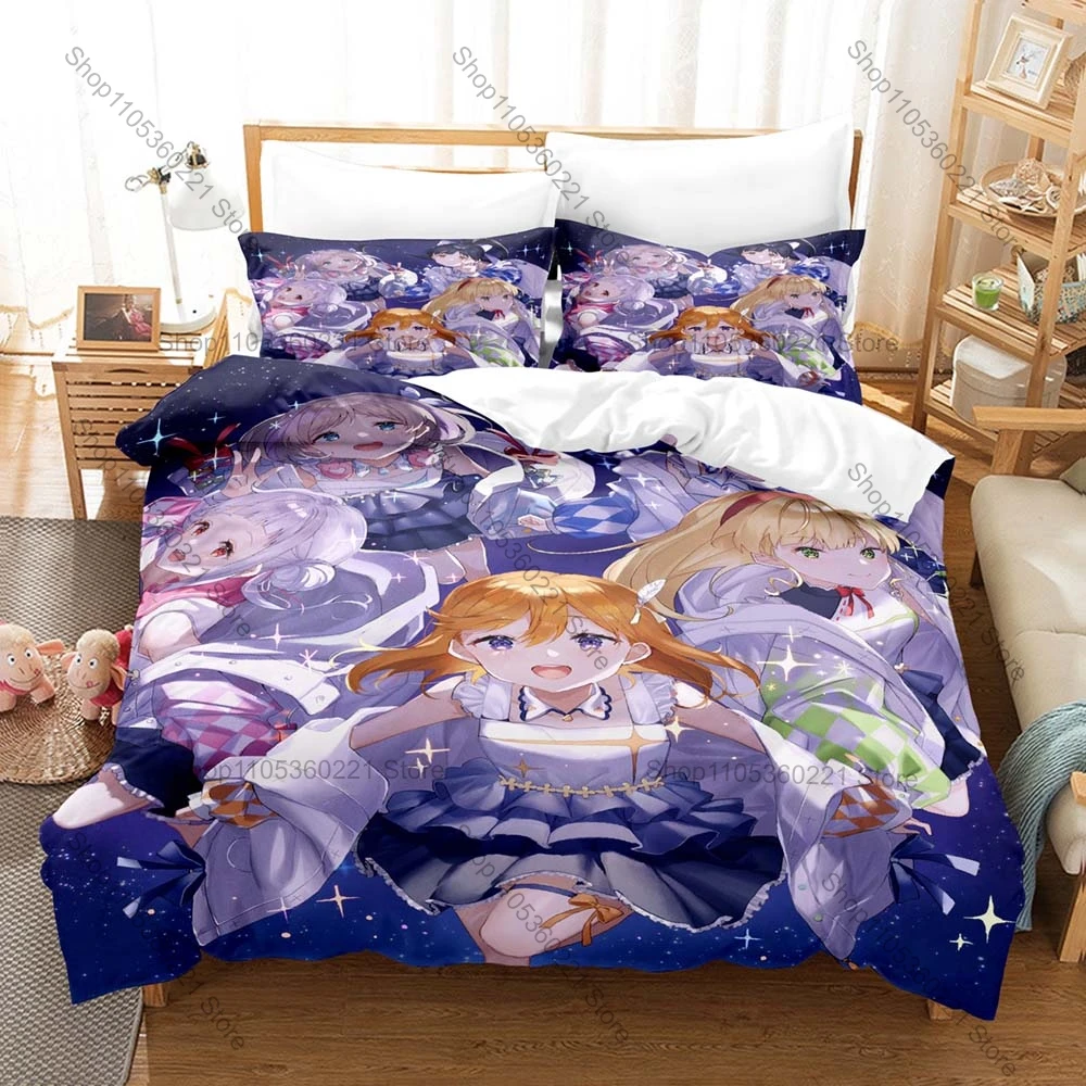 Popular School Idol Anime Love Live μ's Honoka Kotori Umi Eli Full Cast Bedding Set 1 Duvet Cover + 2 Pillowcases HD Print Anime
