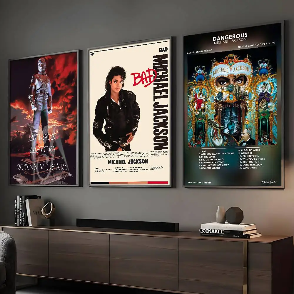Cantor M-MichaelS J-JacksonS Poster HD Art Wall pegajoso à prova d'água para casa, sala de estar, bar, decoração