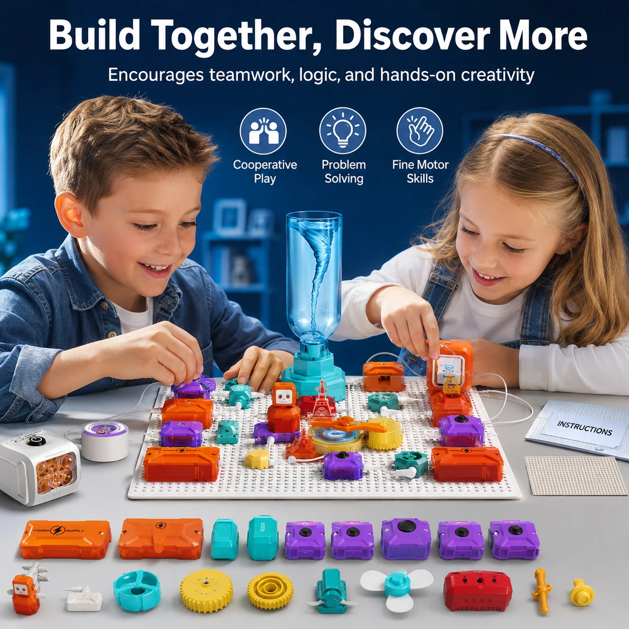85PCS STEM Science Circuit Blocks, 450+ Electronic Experiments Educational Toy for Kids