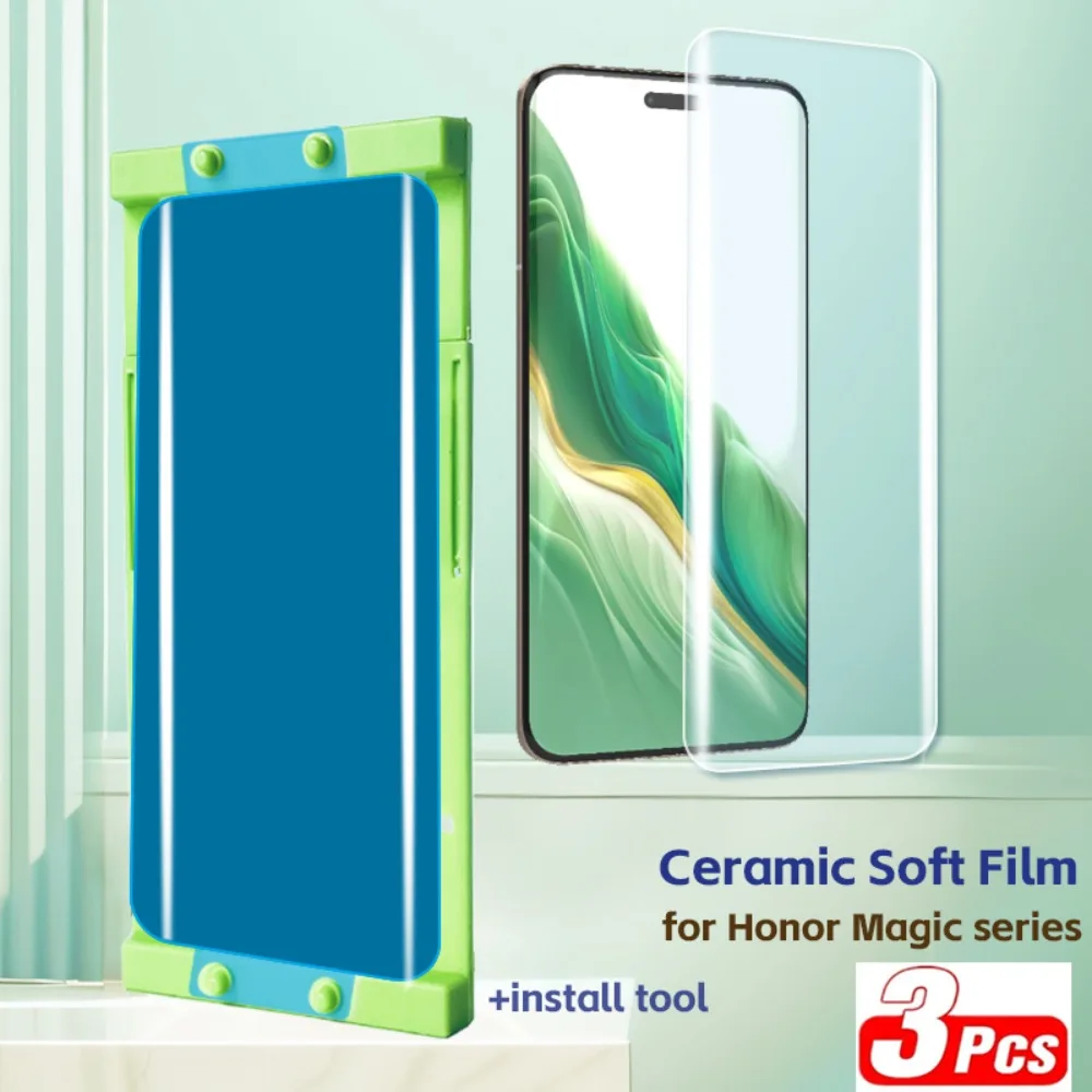 3 Stück Keramik-Hydrogel-Folie für Honor Magic8 Magic7 Magic 7 8 Pro 3 4 5 6 Pro Honor Power 2 GT Pro Displayschutzfolie + Installationskit