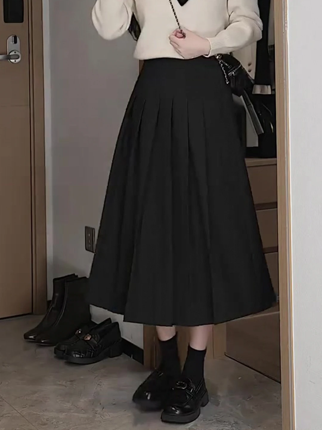 

Chu Chu Zhou Женская юбка-миди с высокой талией для поездок на работу Простые элегантные осенние юбки f-длины