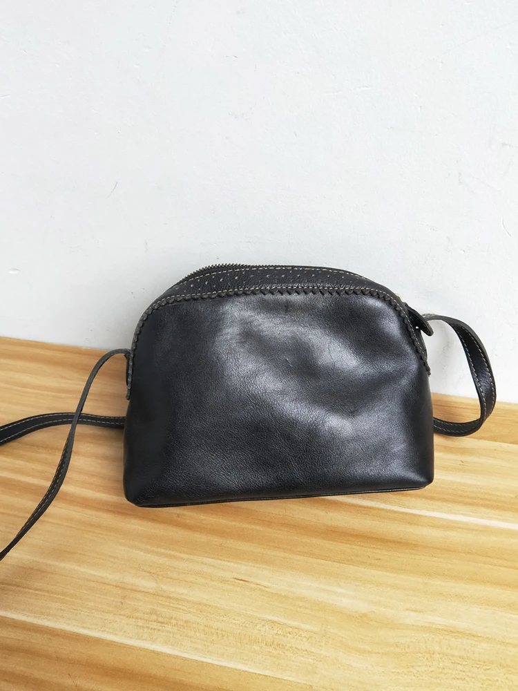 

Handmade ell ape Mobile Phone Crossbody Bag Women's Tanned Leather Single oulder Bag Artistic Vintage Sle Small Squar...