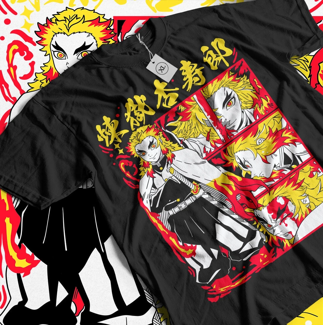 2026 Sommer Demon Slayer Anime Rengoku Kyojuro Lockeres Kurzarm-T-Shirt aus Reiner Baumwolle für Kinder Trendiges Unisex Casual Y2k