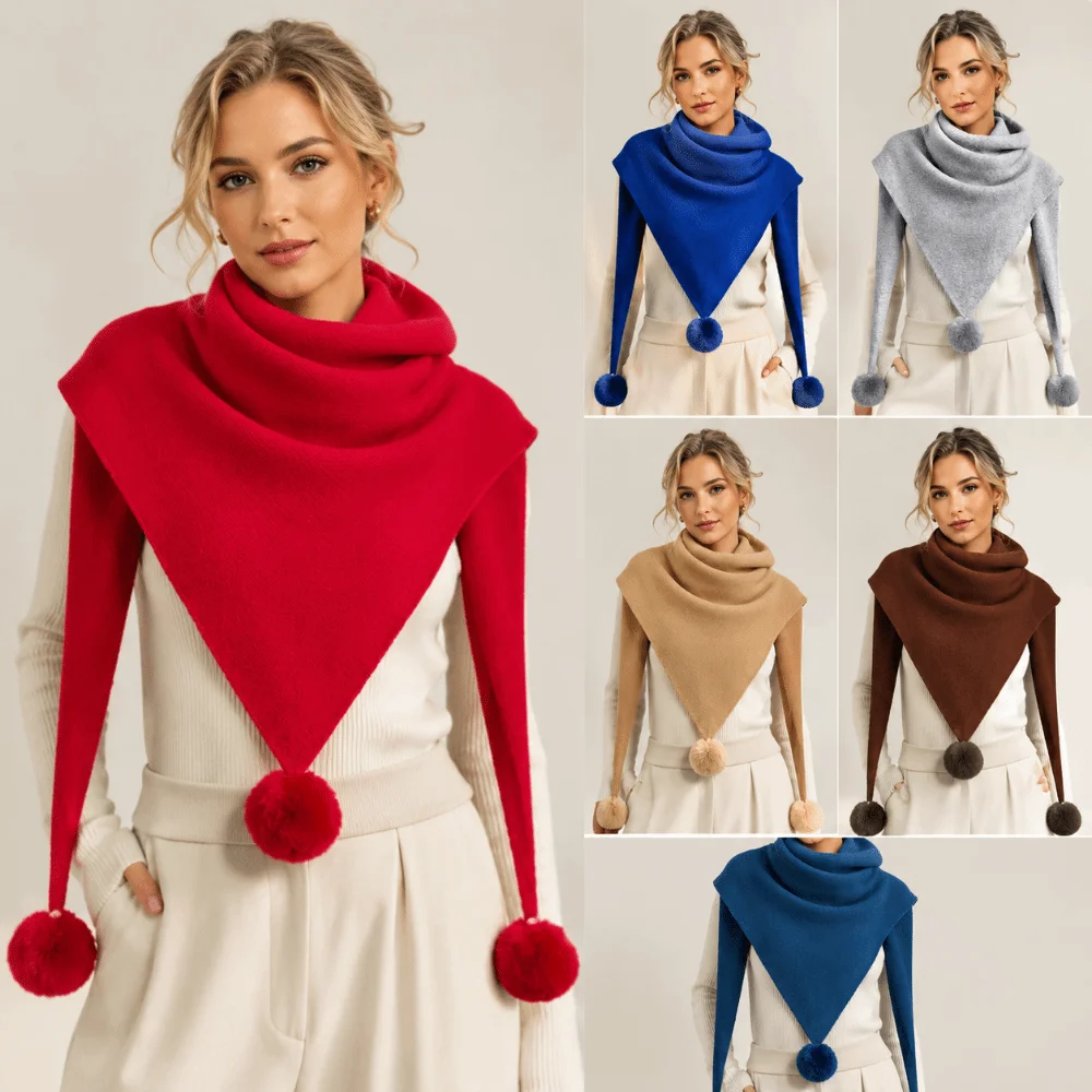Casual Warm Triangle Scarf Pure Color Soft Fabric Winter Scarf Knitted Scarf Women