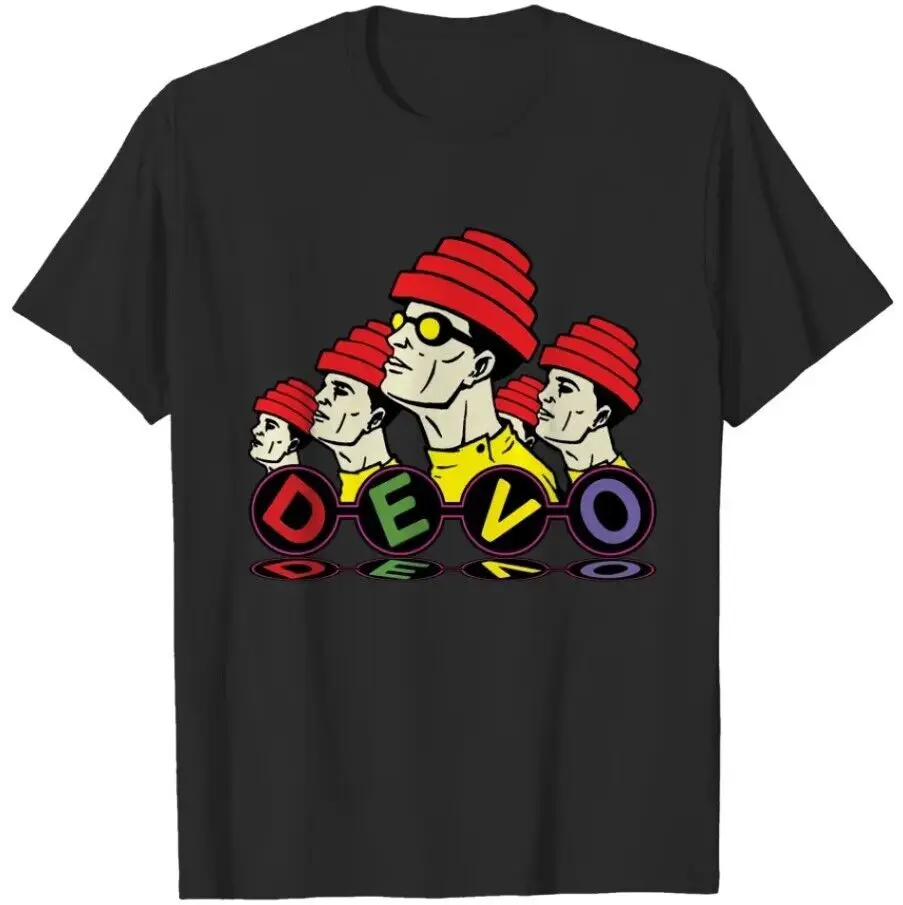 New Devo Band T-Shirt, Devo Rock Band Music Shirt, Black Cotton Unisex Short Sle