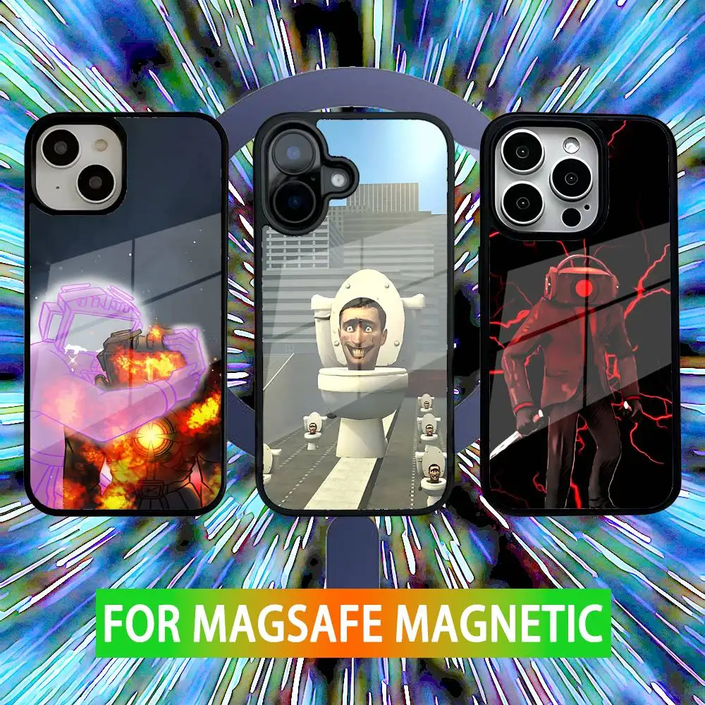 

Cartoon Skibidi Toilet Phone Case For iPhone 16,15,14,13,12,11,Pro,Max,Plus,Mini,SE New Magsafe Magnetic Wireless Charging