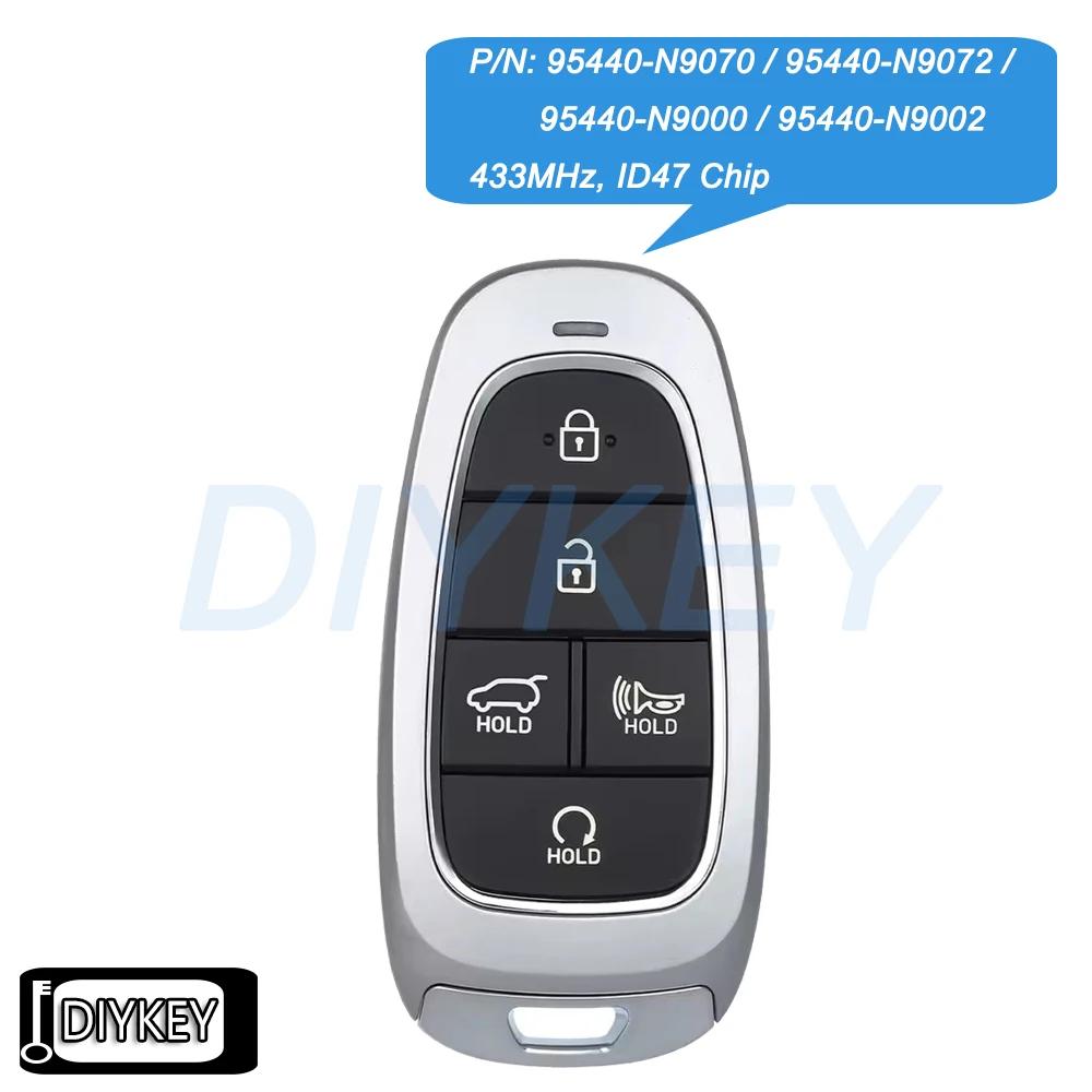 

Умный дистанционный автомобильный брелок с 5 кнопками для Hyundai Tucson 2022 2023 2024 Артикул: 95440-N9070, 95440-N9072, 95440-N9000, 95440-N9002