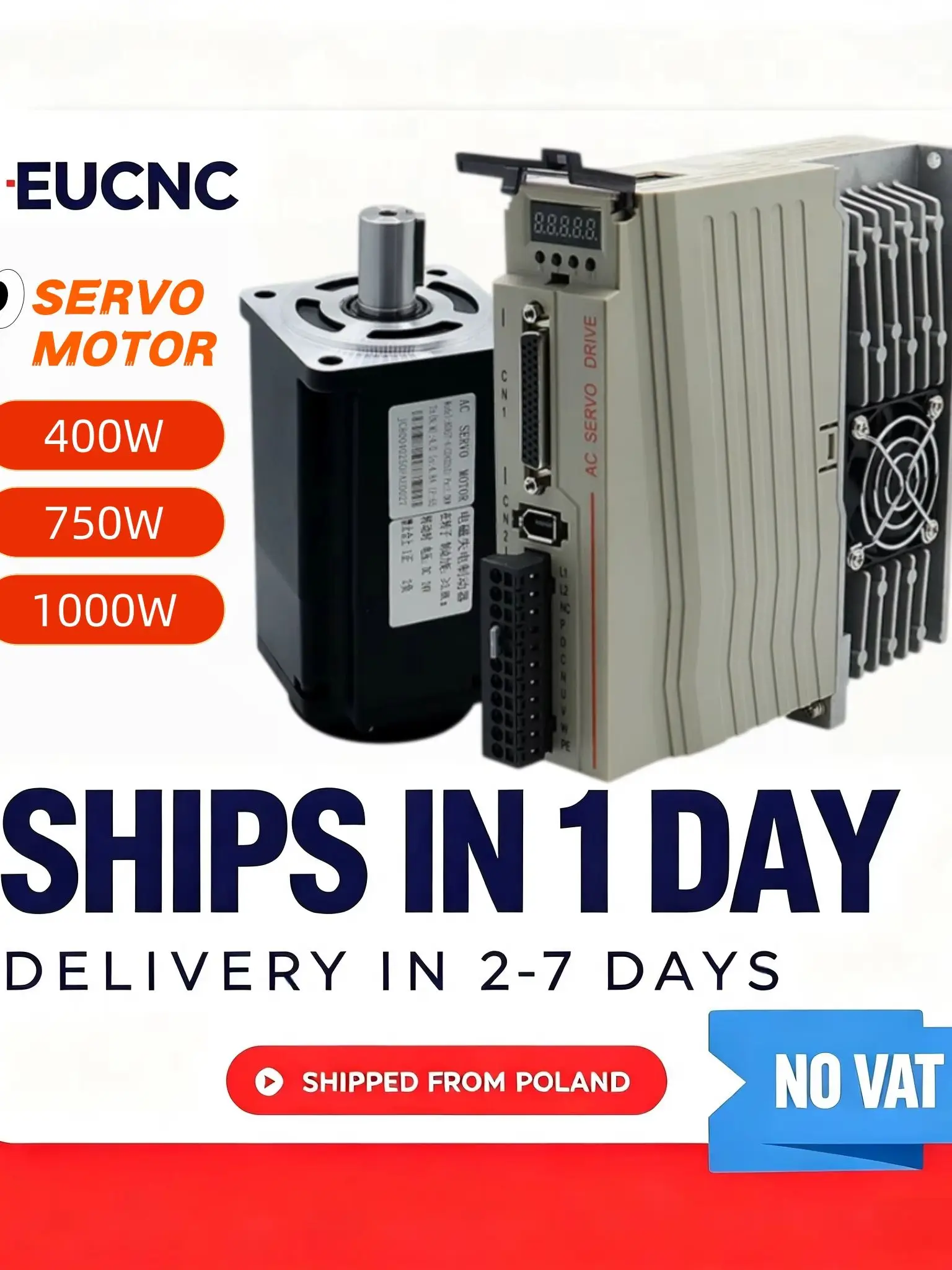 T3D Servomotor-Antriebssteuerungs-Kit 400W 750W 1000W AC 200-240V 3000rpm 17-Bit-Encoder Bremsenoption für CNC-Gravur, Fräsen, Roboterarm EU-Lager