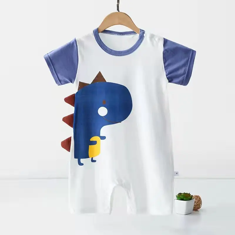 3month To 2-year-old Baby Costume Boys Cartoon Dinosaur Rompers Summer Clothing Toddler Short Sleeved Onesie Infantil Jumpsuit