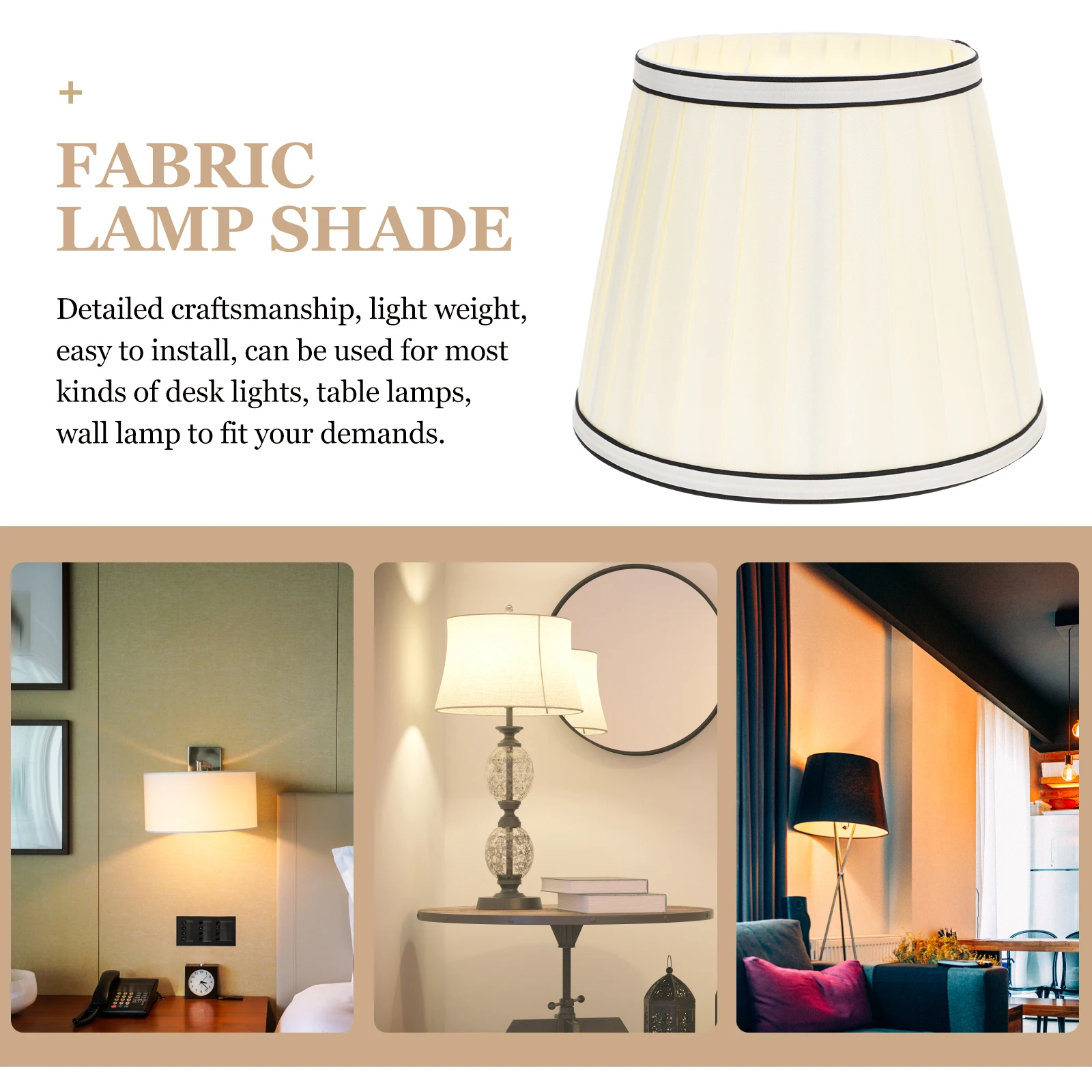 

E27 Fabric 22CM Elegant Black Desk Table Floor Wall Pendant Light Shades Bedroom Living Room Lamp Shades Decor