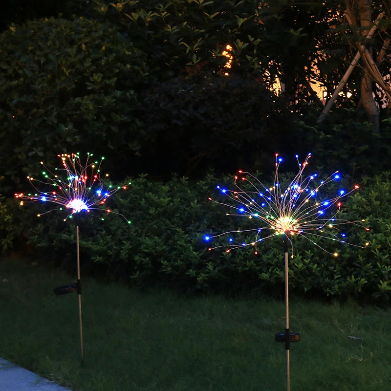 NEW Solar Fireworks Lights Outdoor Waterproof Solar Garden Lights 8 Lighting Modes With Remote Control Decorations Light