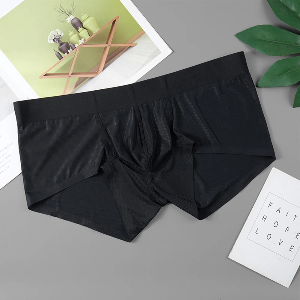 Heren Sexy Trunks Ijs Zijde Doorschijnende Slips Ultra-Dunne Ondergoed Shorts Uitstulpzak Onderbroek Ademende Slip