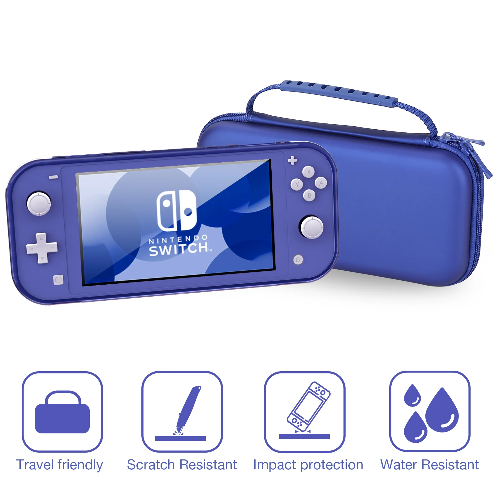 Heystop compatível com o caso de transporte do interruptor lite, caso do interruptor lite com tampões protetores macios do aperto do polegar do cartão 6 dos jogos da caixa de tpu