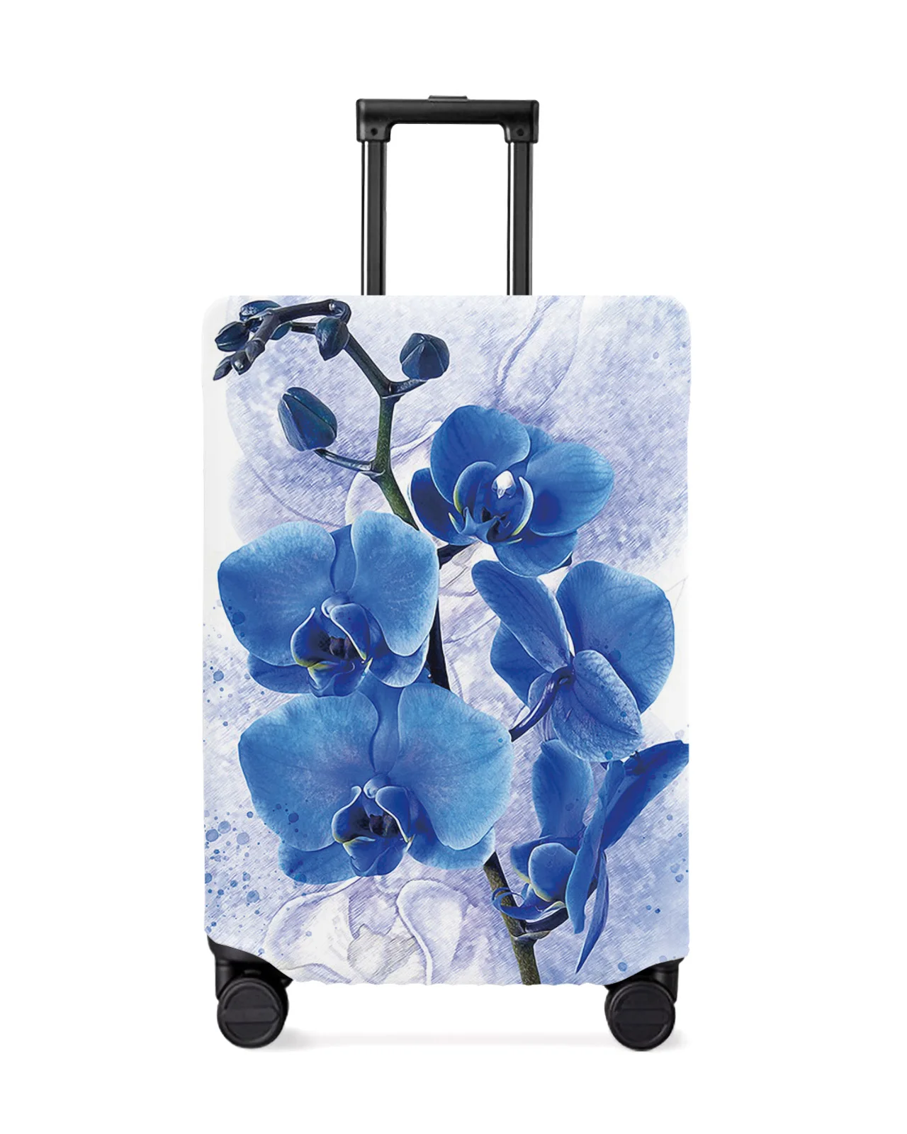 

Watercolor Blue Flower Phalaenopsis Travel Luggage Protective Cover Travel Accessories Suitcase Elastic Dust Case Protect Sleeve