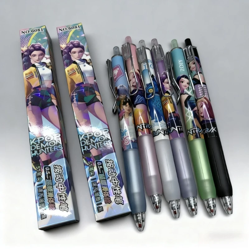 مجموعة أقلام حبر جاف قابلة للسحب من مجموعة Witch Hunter Group Kpop ومجموعة دفاتر ملاحظات كرتونية للطلاب، صندوق أعمى للقرطاسية الكرتونية، هدية للأطفال