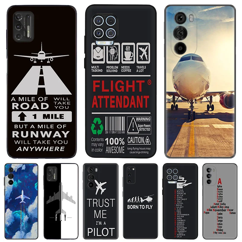 Anti-Drop Soft Phone Case For Motorola G73 G9 G50 G51 G60 G71 5G G22 G32 G52 G72 G53 Edge 40 30 20 Airplane Pilot Aircraft Cover