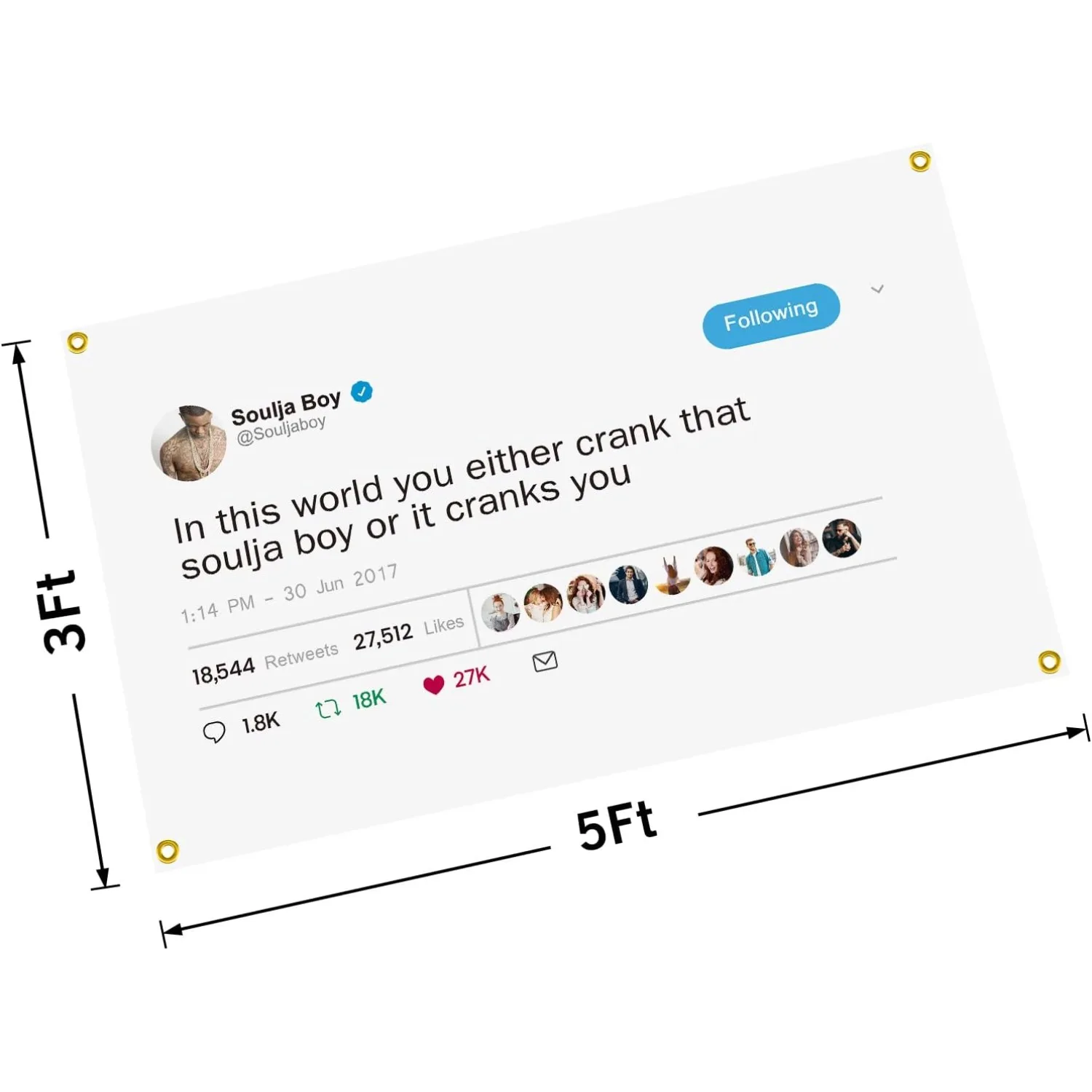 In This World You Either Crank That Soulja Boy Flag 3×5 Feet Funny Poster Banner Wall Outdoor Hanging Flag with 4 Brass Grommets