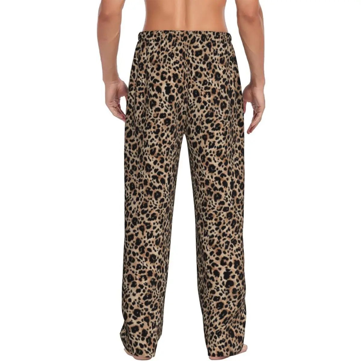 Custom Brown Leopard Pattern Men Pajama Pants Lounge Sleep Sleepwear Bottoms with Pockets