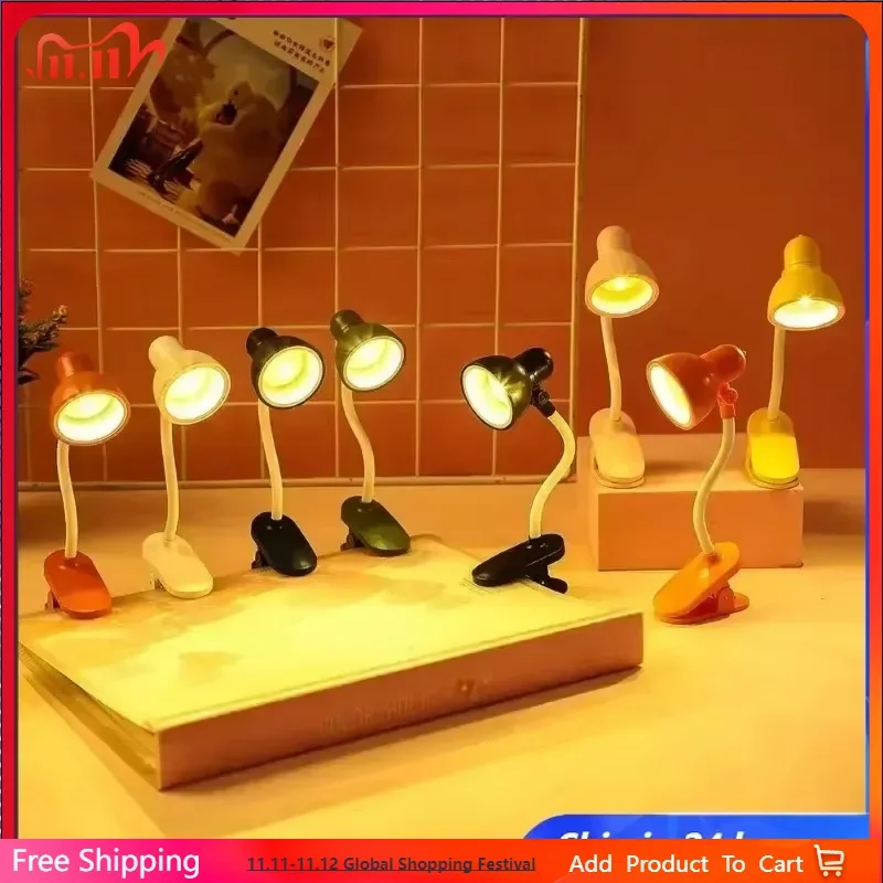 

LED Mini Desk Lamp with Clip Portable Creative Reading Light Night Lamp for Student Dormitory Bed Table Bedroom Powered LED