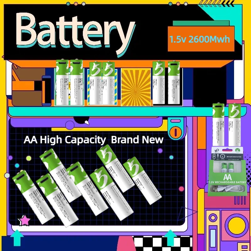 

AA High Capacity Brand New 1.5V USB Rechargeable Li-ion Battery for Remote Control Mouse Electric Toy Game Controller LED Lig