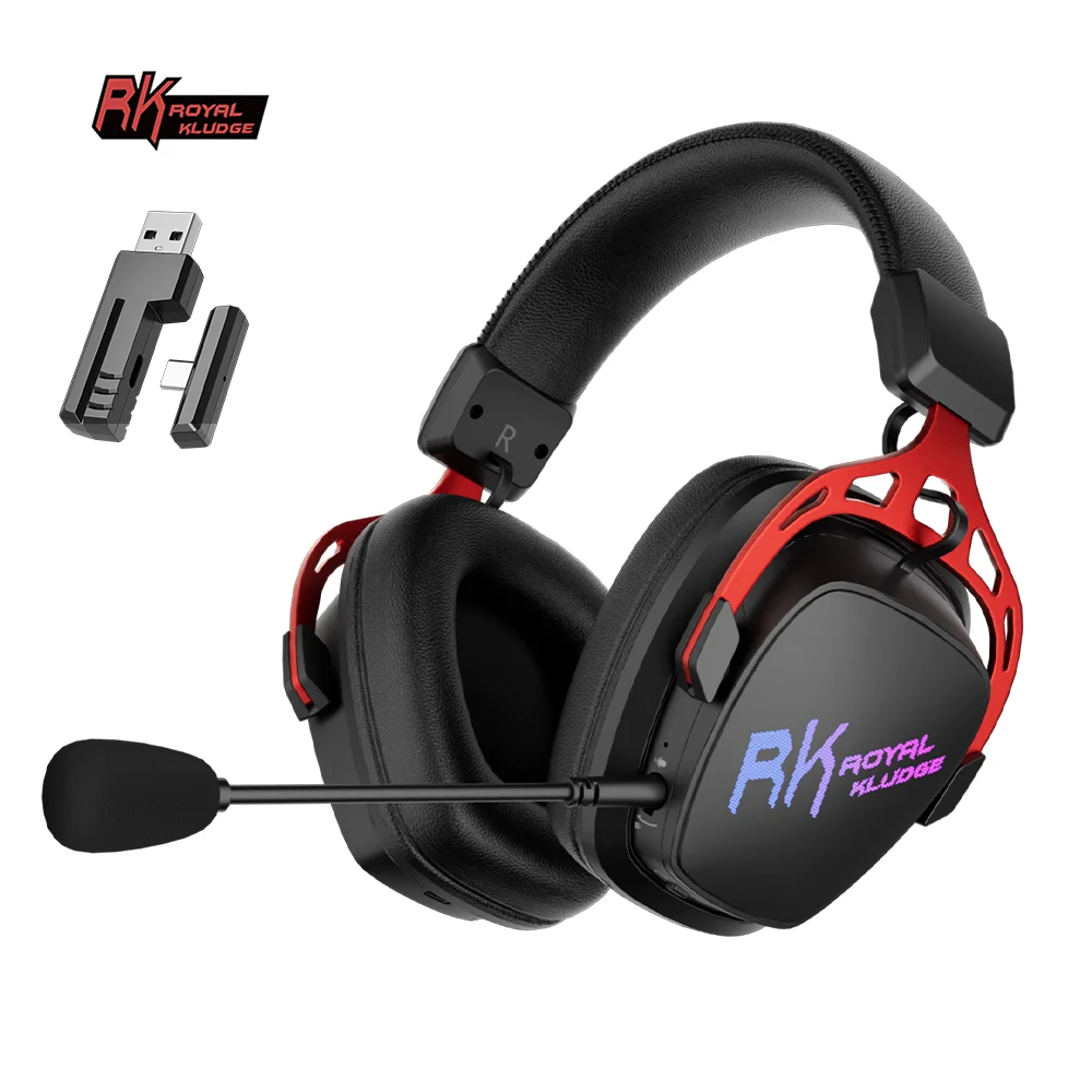 

RK ROYAL KLUDGE HG103 Bluetooth 5.3 Headphones Noise Reduction Dynamic Sound Low Delay RGB Tri-Mode Microphone Gaming Earphones