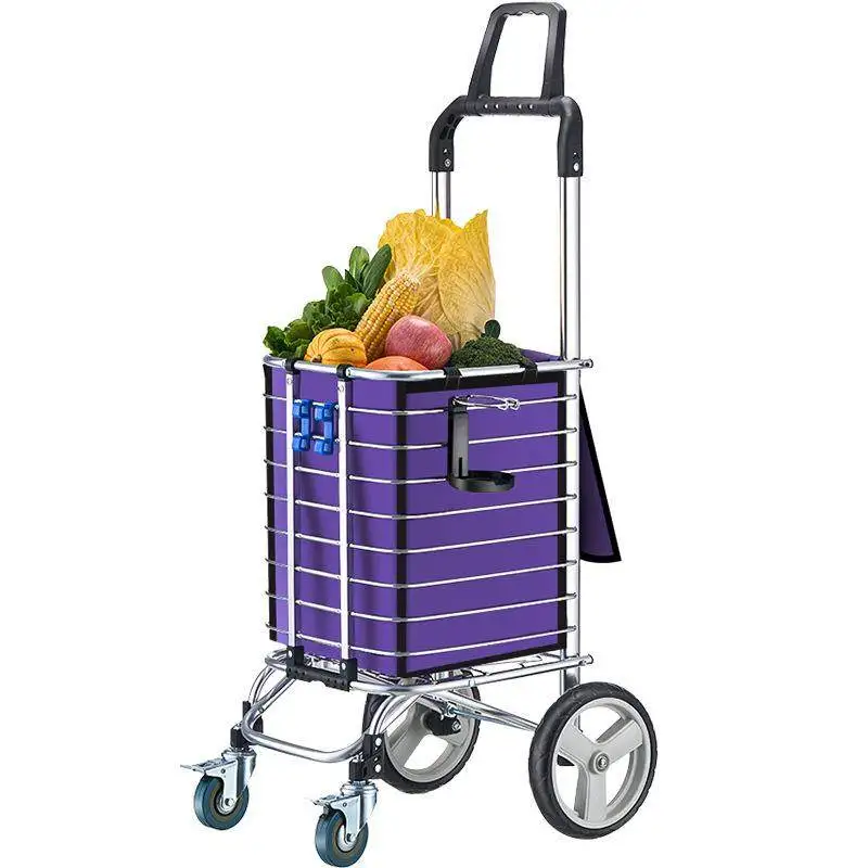 

Household shopping cart Small trolley shopping cart Silent trolley cart Folding vegetable basket trolley