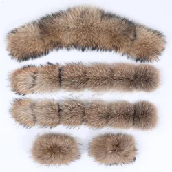 maomaokong 100% Real Fur Collar Cuff Big Natural Raccoon Fur Fox Fur Winter Fashion