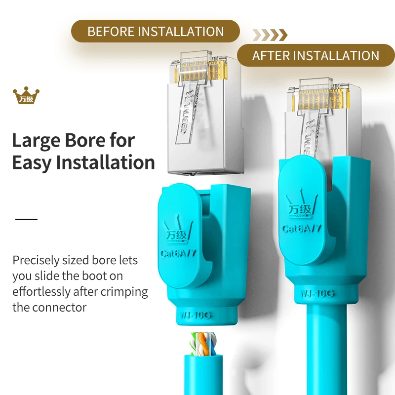 WANJEED 30/50/100PCS RJ45 Connector Boots Cat6A Cat7 Cat8 Network Ethernet plug caps view 5