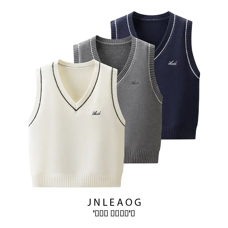 

JNLEAOG Autumn New Women's Faion College Sle Embroidery Contrast Color Vest Versatile Sli Commute Polyester Fiber