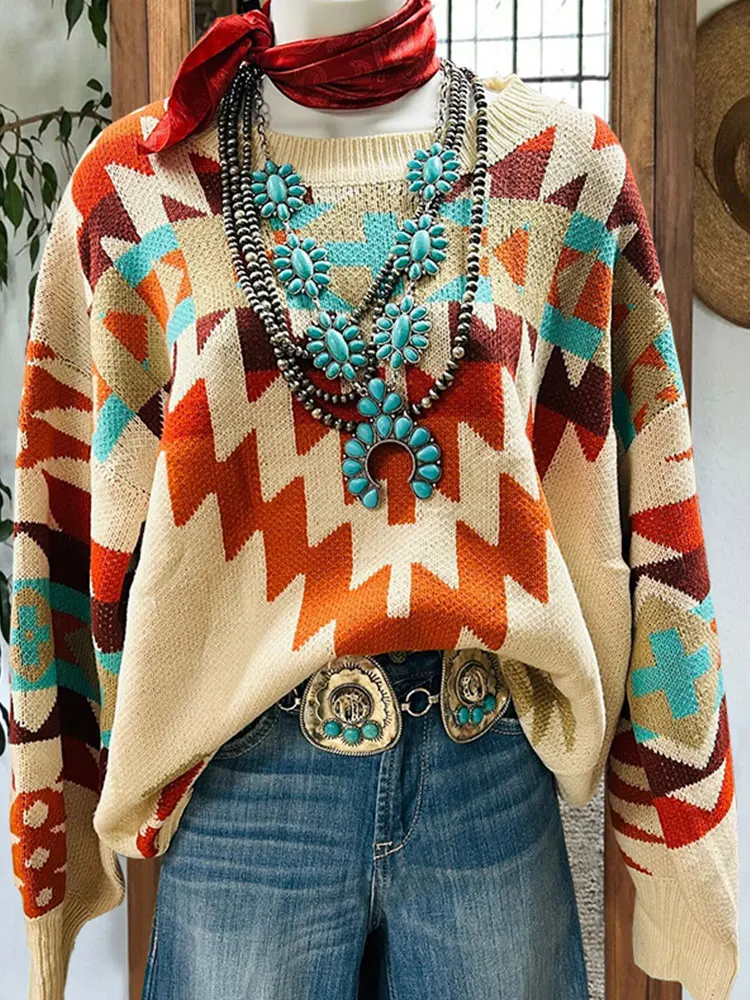 Retro Classic Aztec Printed Sweater