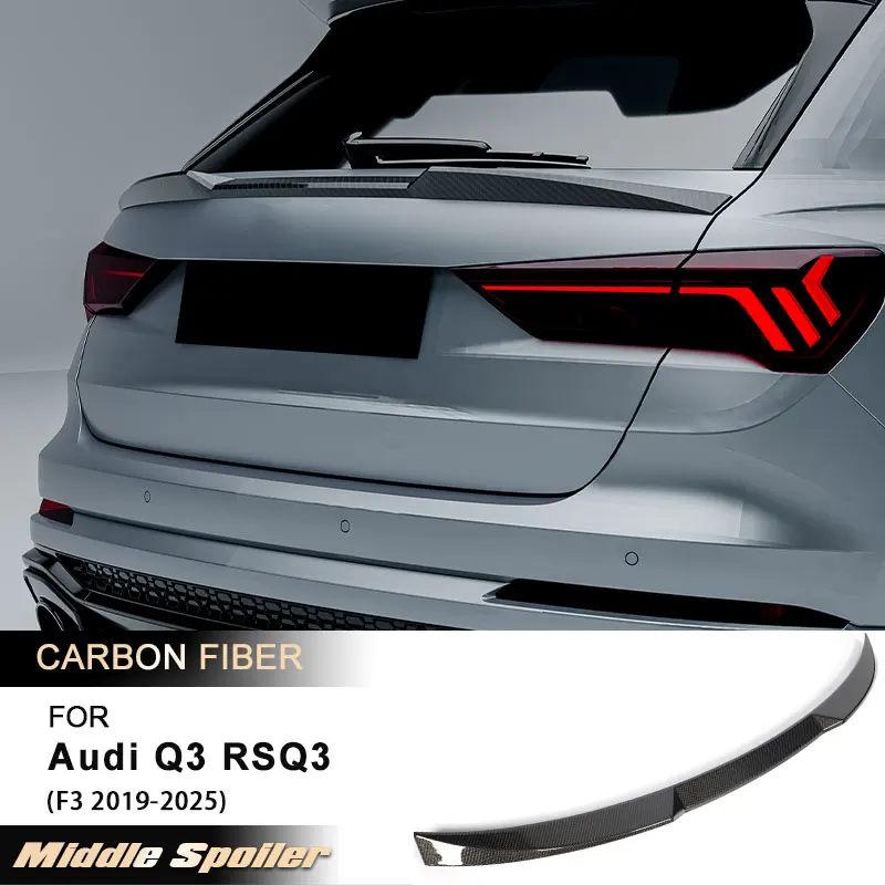 

Car Rear Trunk Middle Spoiler Wings for Audi Q3 RSQ3 F3 2019-2025 Racing Rear Spoiler Mid Trunk Wing Lip Full Carbon Fiber