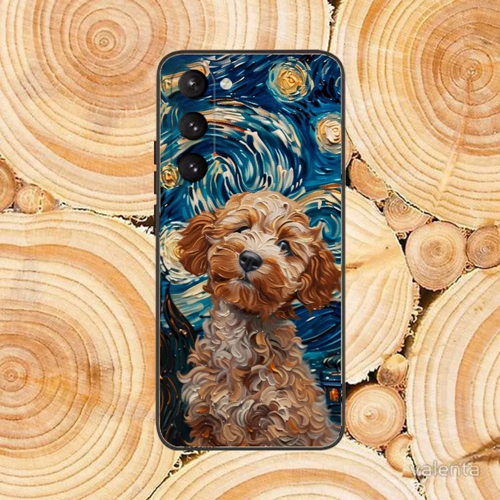 Casing Ponsel Anjing Cockapoo Cantik untuk Samsung Galaxy A 91,80,73,72,71,53,52,51,22,5G Sampul Hitam Lembut