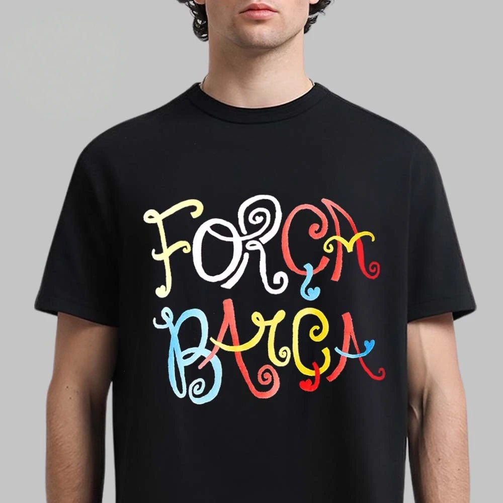 Camiseta Unisex de Algodón con Gráficos Olivia & Barcelona, Nueva Colección Verano 2026, Camiseta de Fútbol con Cuello Redondo, Edición Especial para Hombre